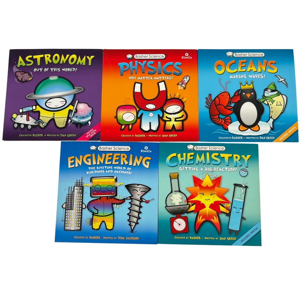 Basher Science STEM Book Set Astronomy Physics Oceans Engineering Chemistry 5pk